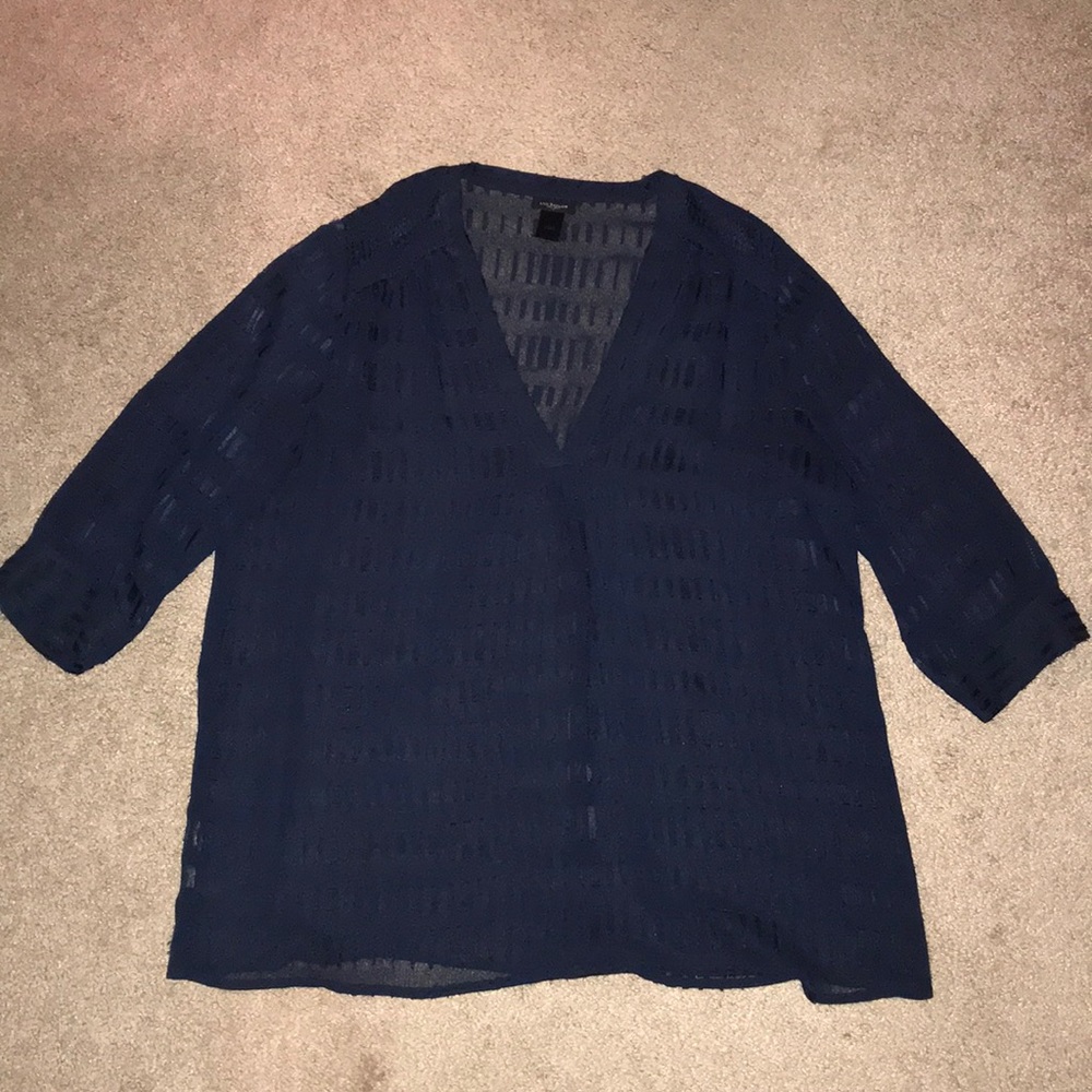 Ann Taylor Factory Navy Blue Sheer Tunic